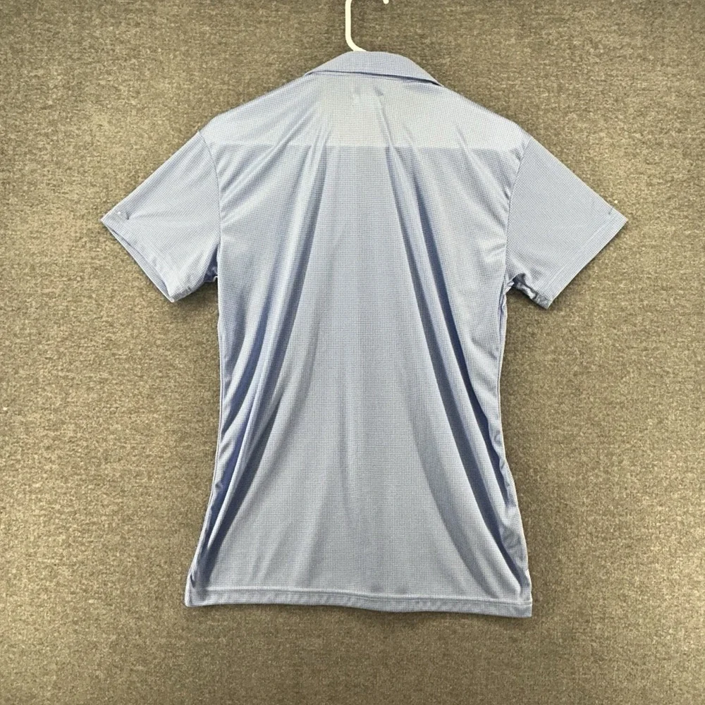 Collars & Co. Golf Polo Shirt Men Size Small Light Blue Gingham‎ Short Sleeve